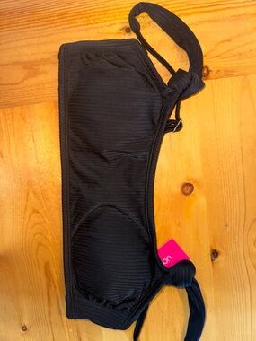 Xhilaration Black Ribbed Halter Bandeau Swim Top